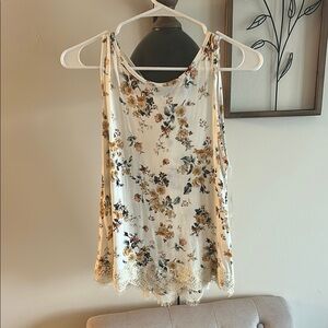 Floral Lace Trim Tank Top